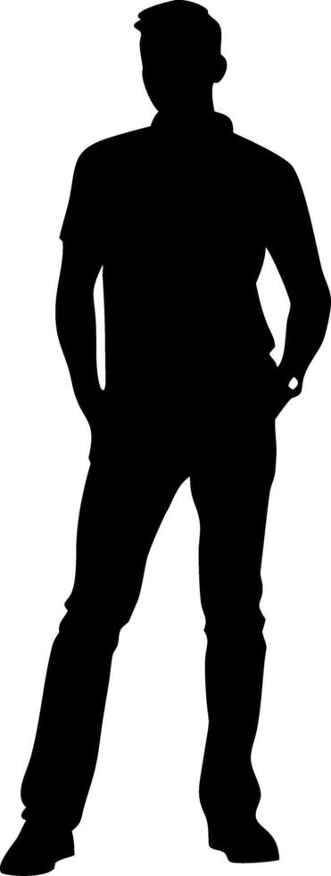 Silhouette of a Man Standing Wearing Casual Clothing for Graphic Design vector