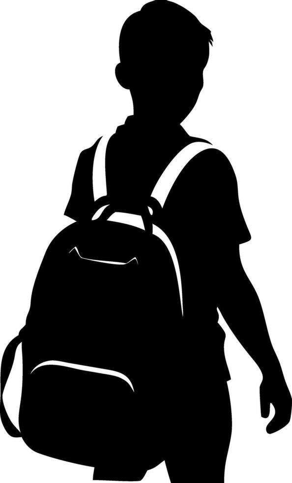 Silhouette of a Student with Backpack for Education and School Designs vector