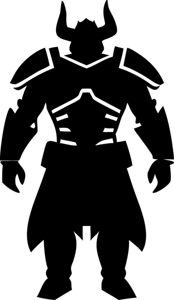 Silhouette of Armored Warrior with Horned Helmet for Fantasy Design and Illustrations vector