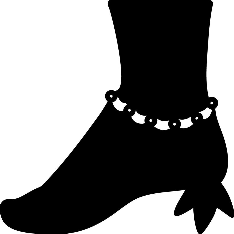 Silhouette of Ankle with Beaded Anklet Jewelry for Fashion Design and Decoration vector