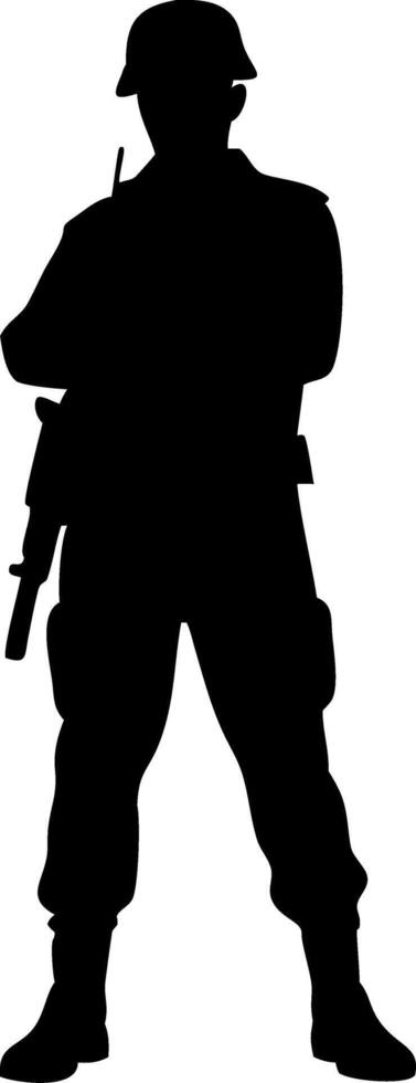 Silhouette of Armed Soldier in Military Uniform for Tactical Design and Artwork vector