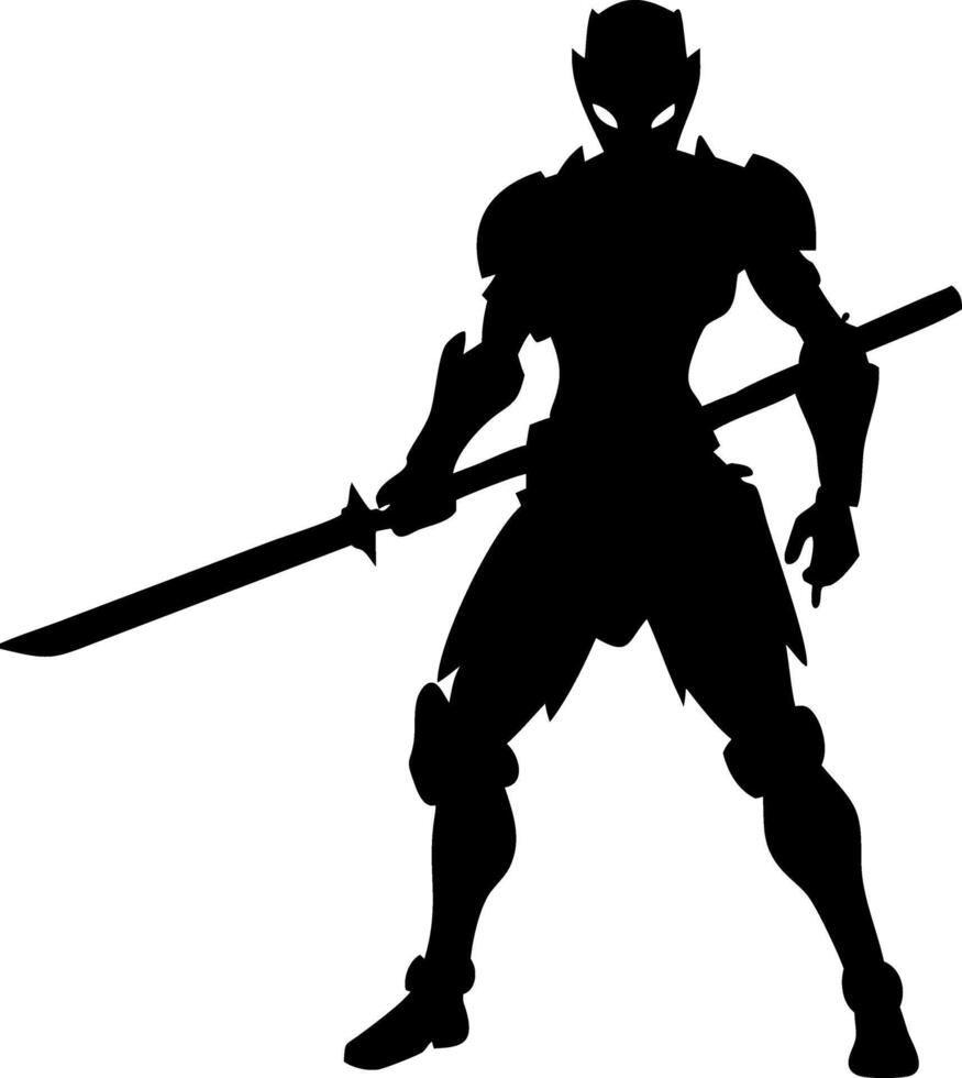 Silhouette of Armored Warrior with Sword Fantasy Character Illustration vector