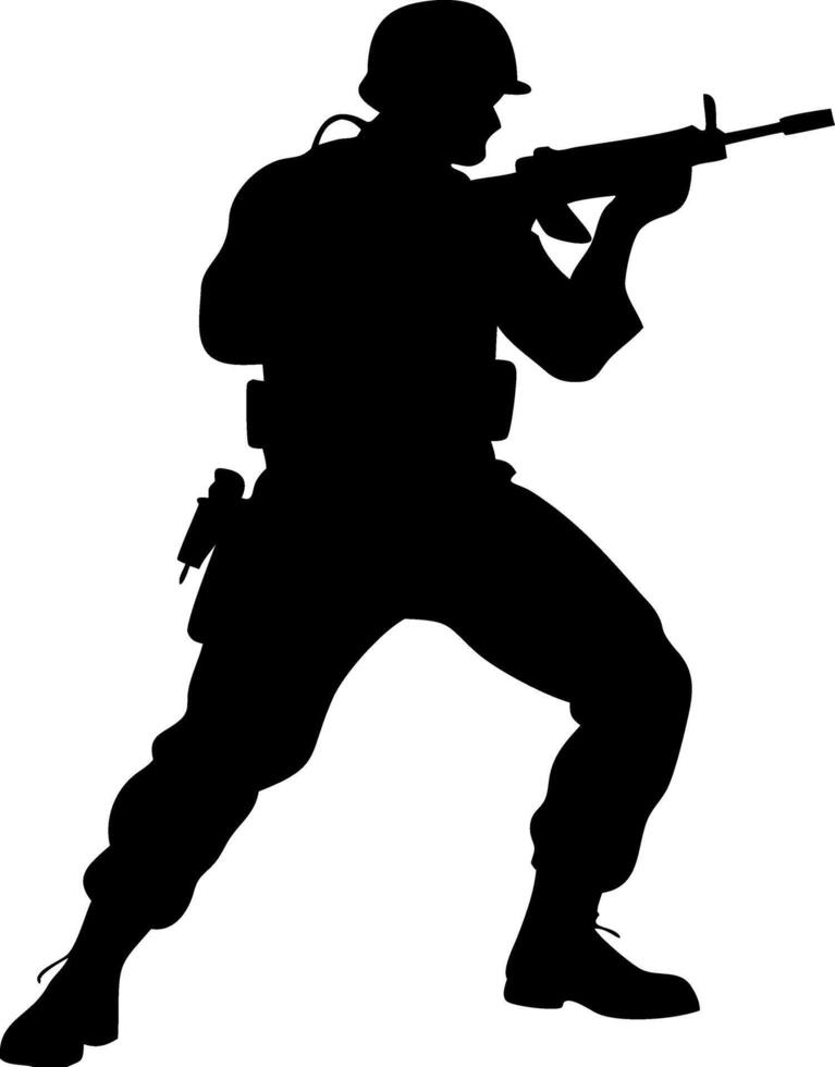 Silhouette of Armed Soldier for Military Design and Decoration vector