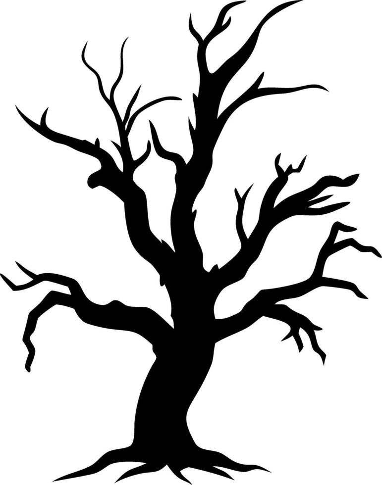 Silhouette of Barren Tree Illustration for Nature and Halloween Designs vector