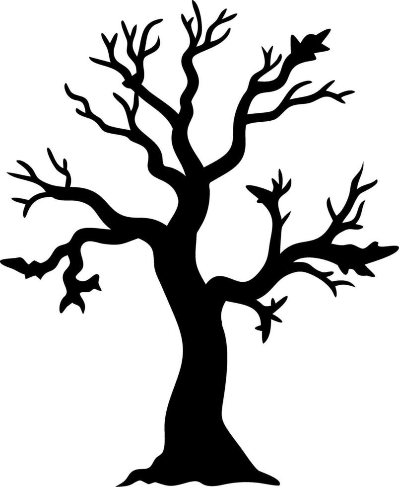 Silhouette of Bare Winter Tree Illustration for Halloween or Nature Projects vector