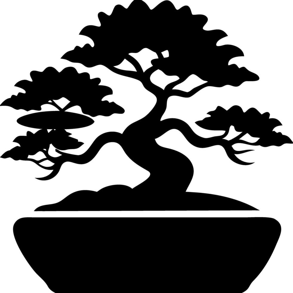 Silhouette of Bonsai Tree Creative Art Ideal for Tattoo Design and Coloring Book vector