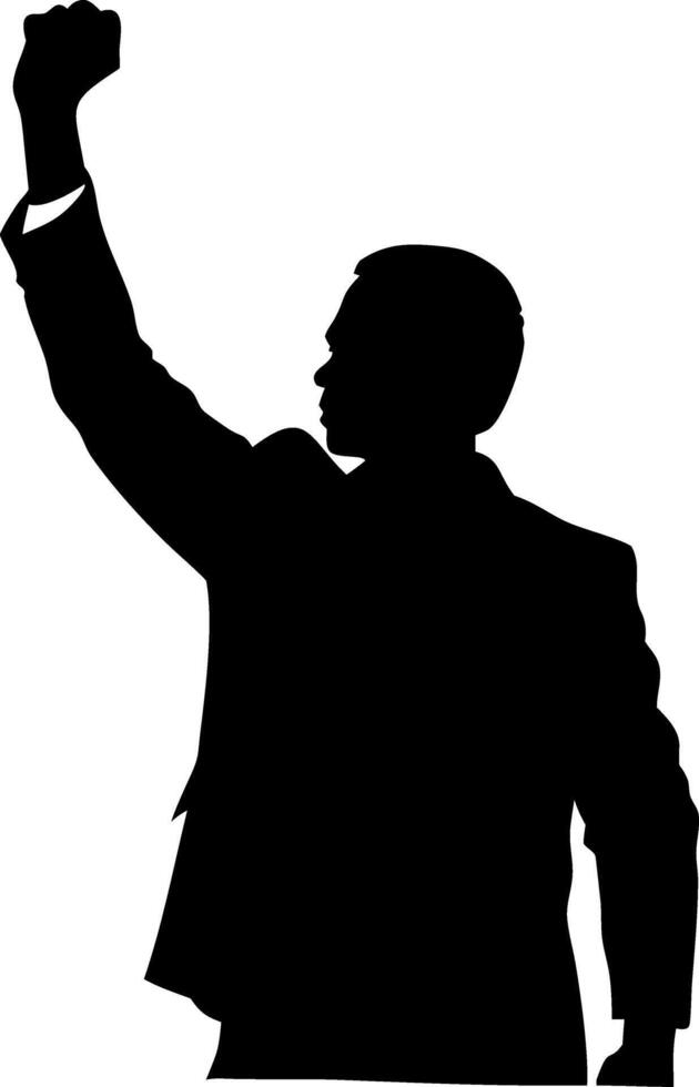 Silhouette of Businessman Raising Fist in Victory Illustration vector