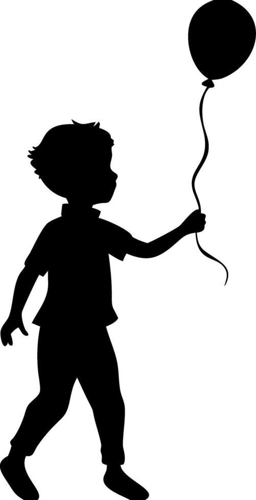 Silhouette of Child Holding Balloon Illustration for Art Projects and Cards vector