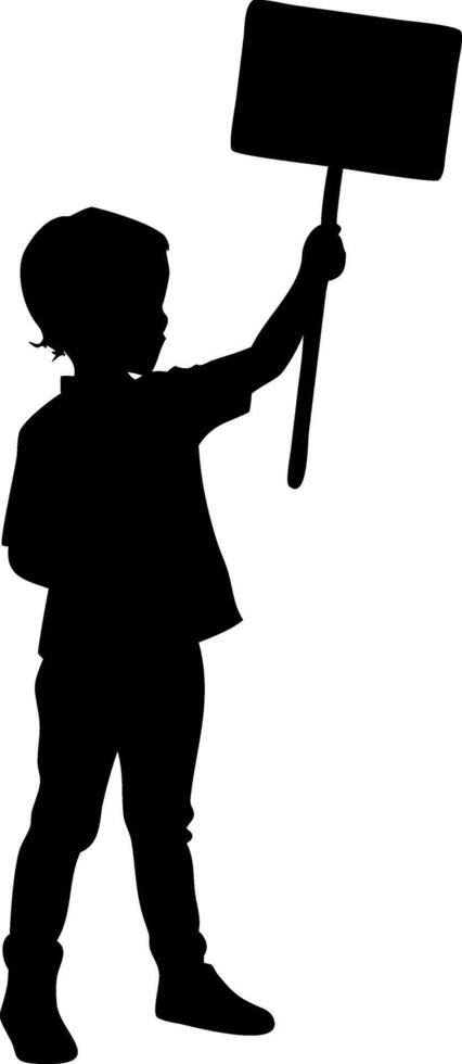 Silhouette of Child Holding Blank Sign Protest Youth Illustration vector
