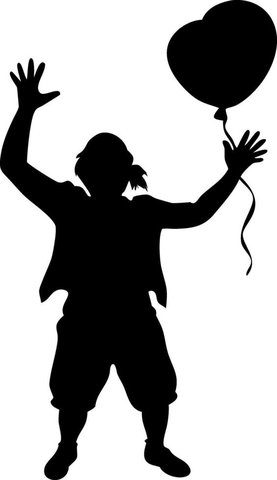 Silhouette of Child Holding Heart Balloon Art for Creative Projects vector