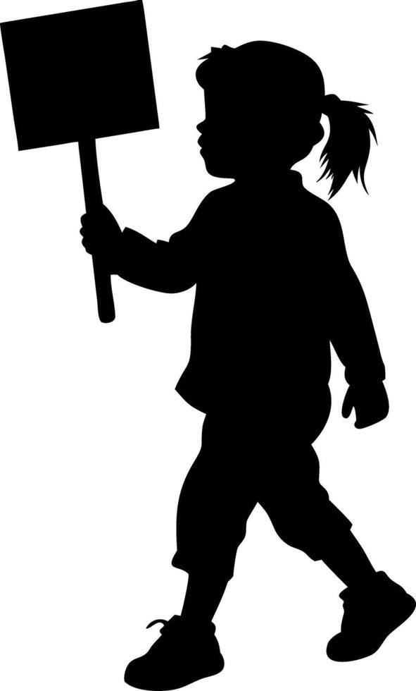 Silhouette of Child Holding Protest Sign for Activism and Advocacy vector