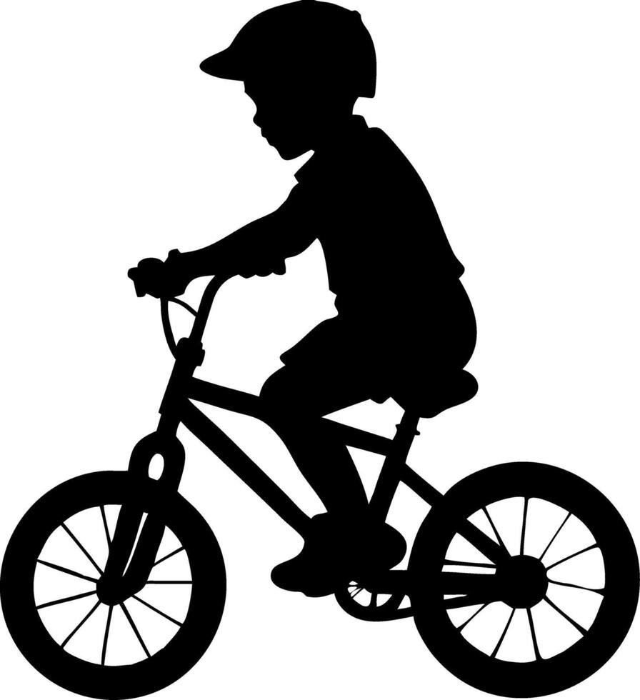 Silhouette of Child Riding Bicycle for Design and Educational Use vector