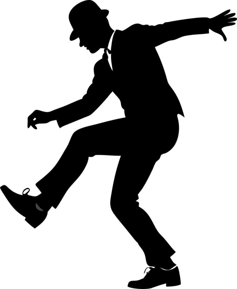 Silhouette of Dancing Man in Vintage Suit for Artistic Design and Dance Inspiration vector