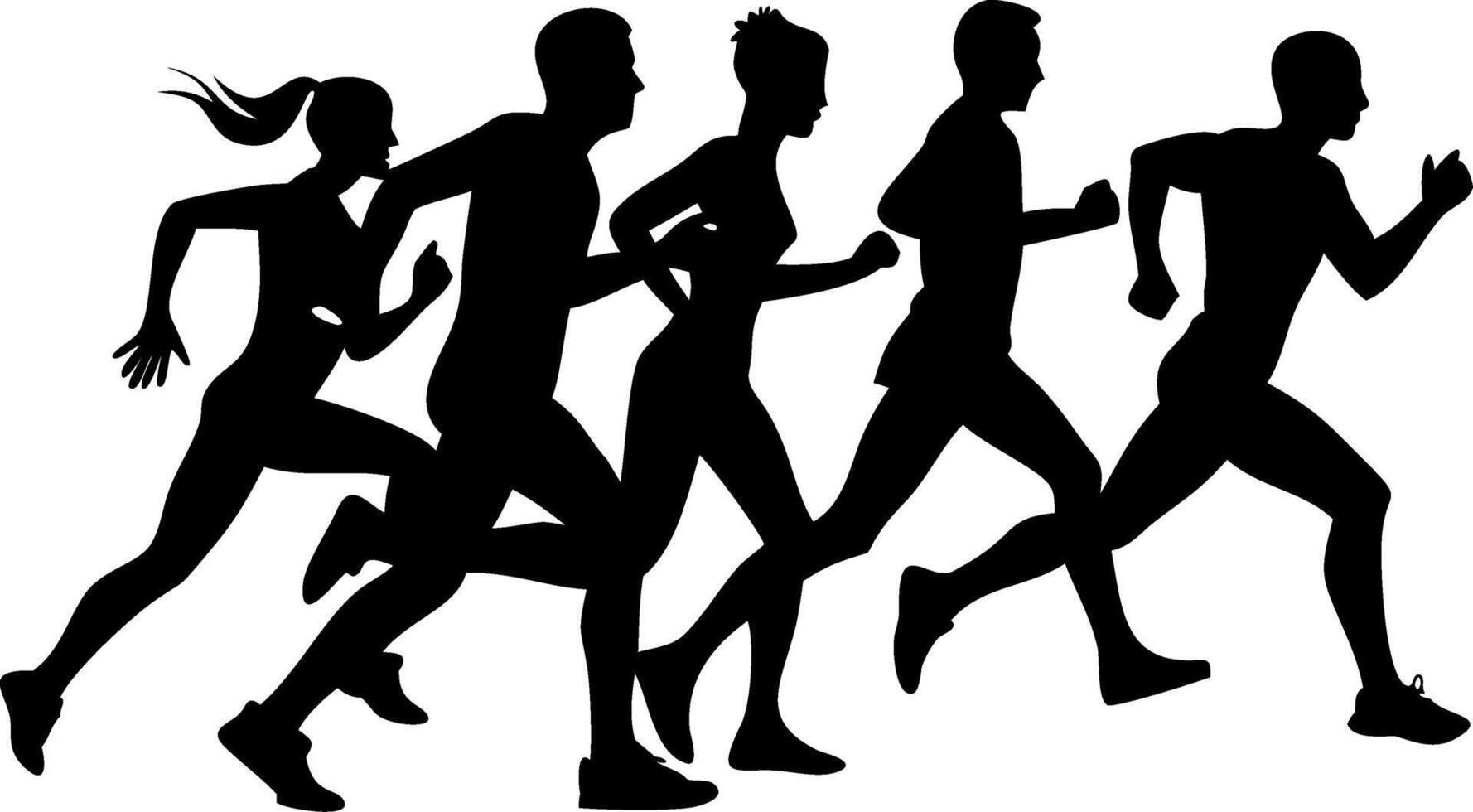 Silhouette of Diverse Runners in Motion Perfect for Sports Designs and Fitness Promotions vector