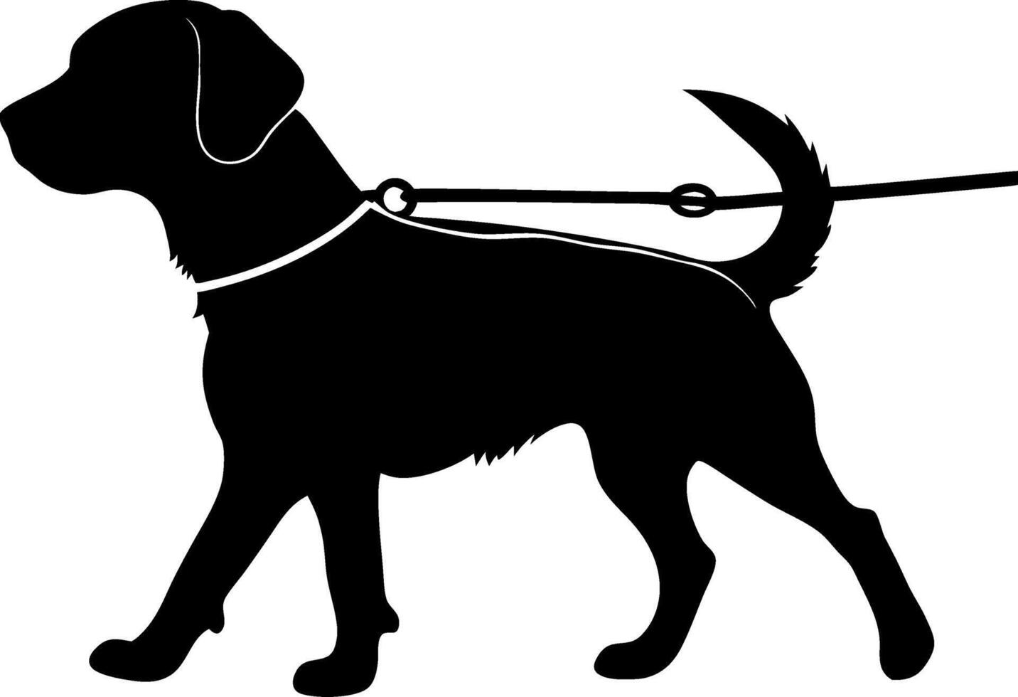Silhouette of Dog Walking with Leash Illustration for Pet Care Design Uses vector