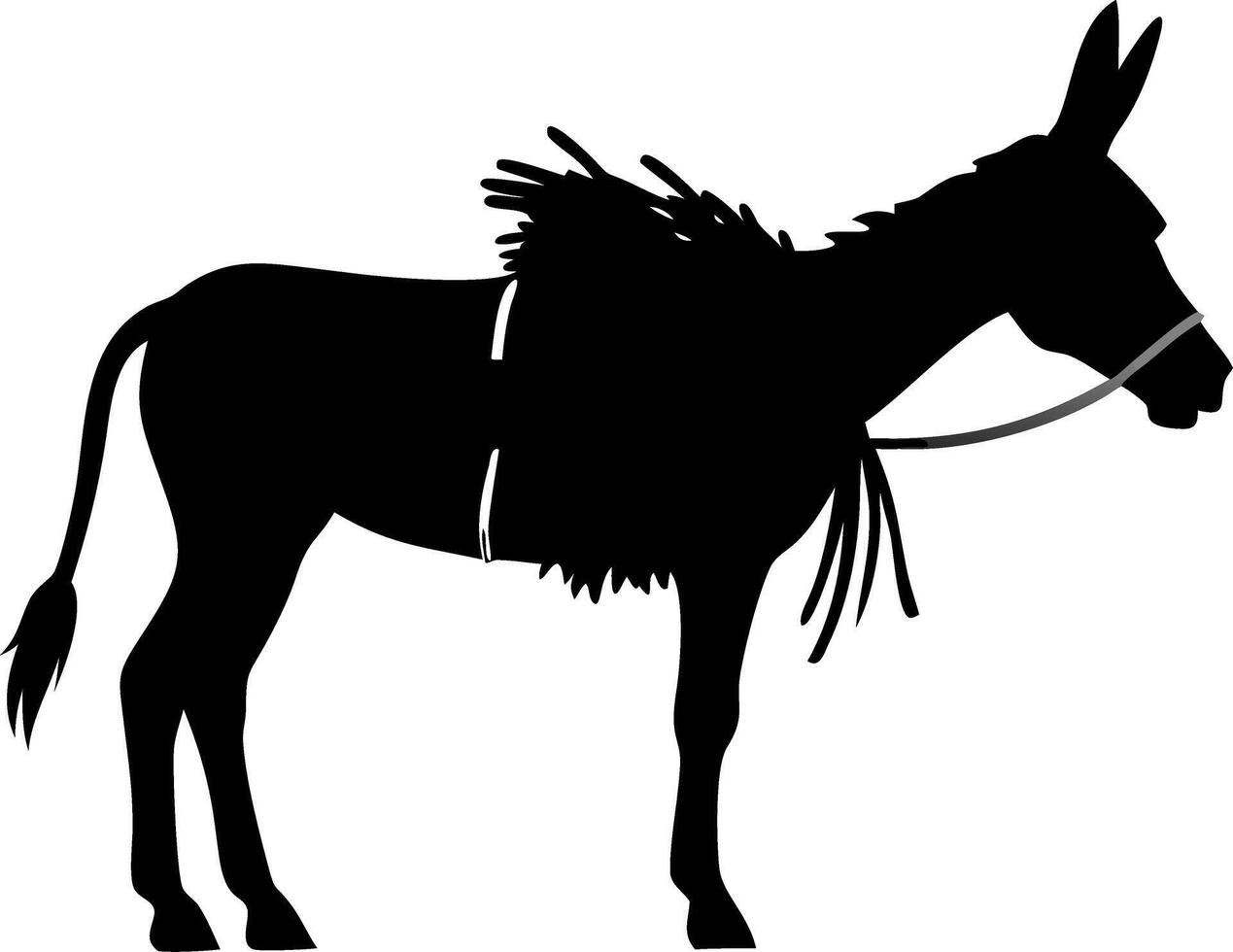 Silhouette of Donkey with Pack Saddle Illustration for Design Projects vector