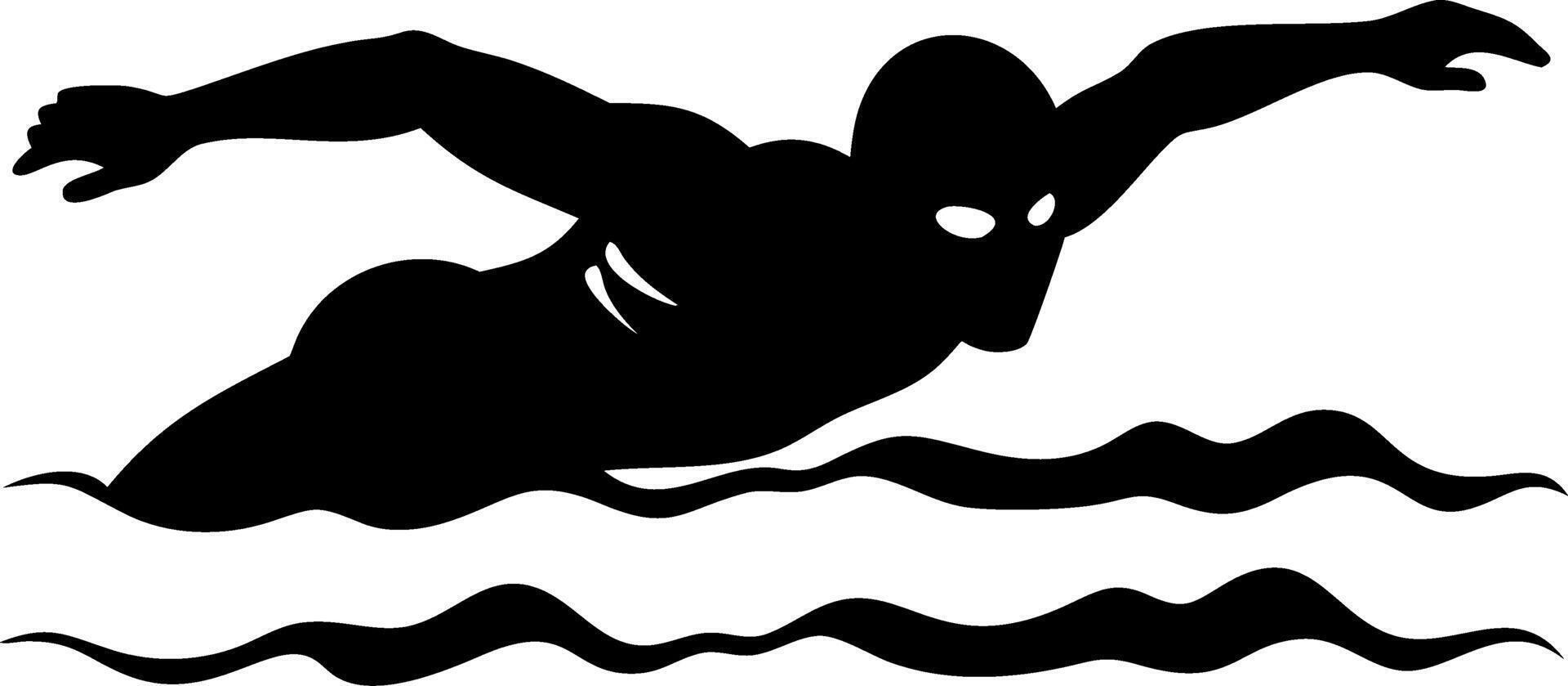 Silhouette of Dynamic Swimmer in Butterfly Stroke Illustration vector