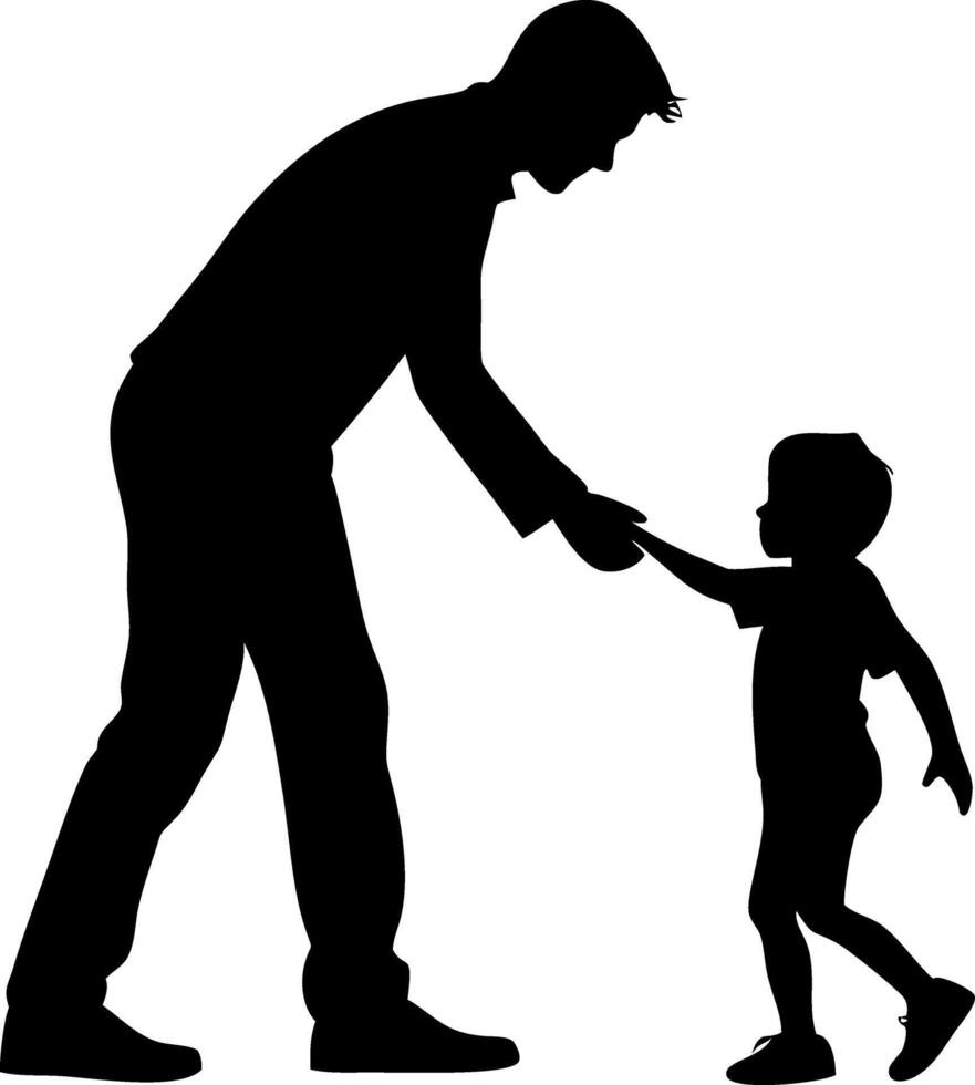 Silhouette of Father and Child Bonding Family Love Parenting Concept vector