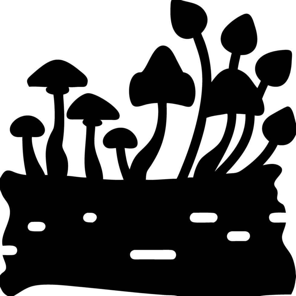 Silhouette of Forest Mushrooms on Log Perfect for Nature Illustrations and Designs vector