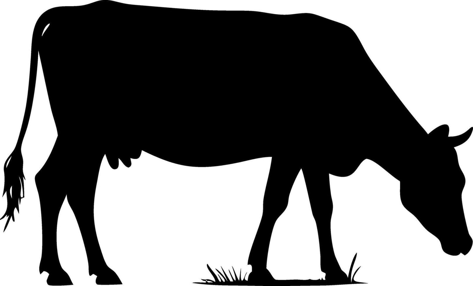 Silhouette of Grazing Cow for Farm and Nature Illustrations Art vector
