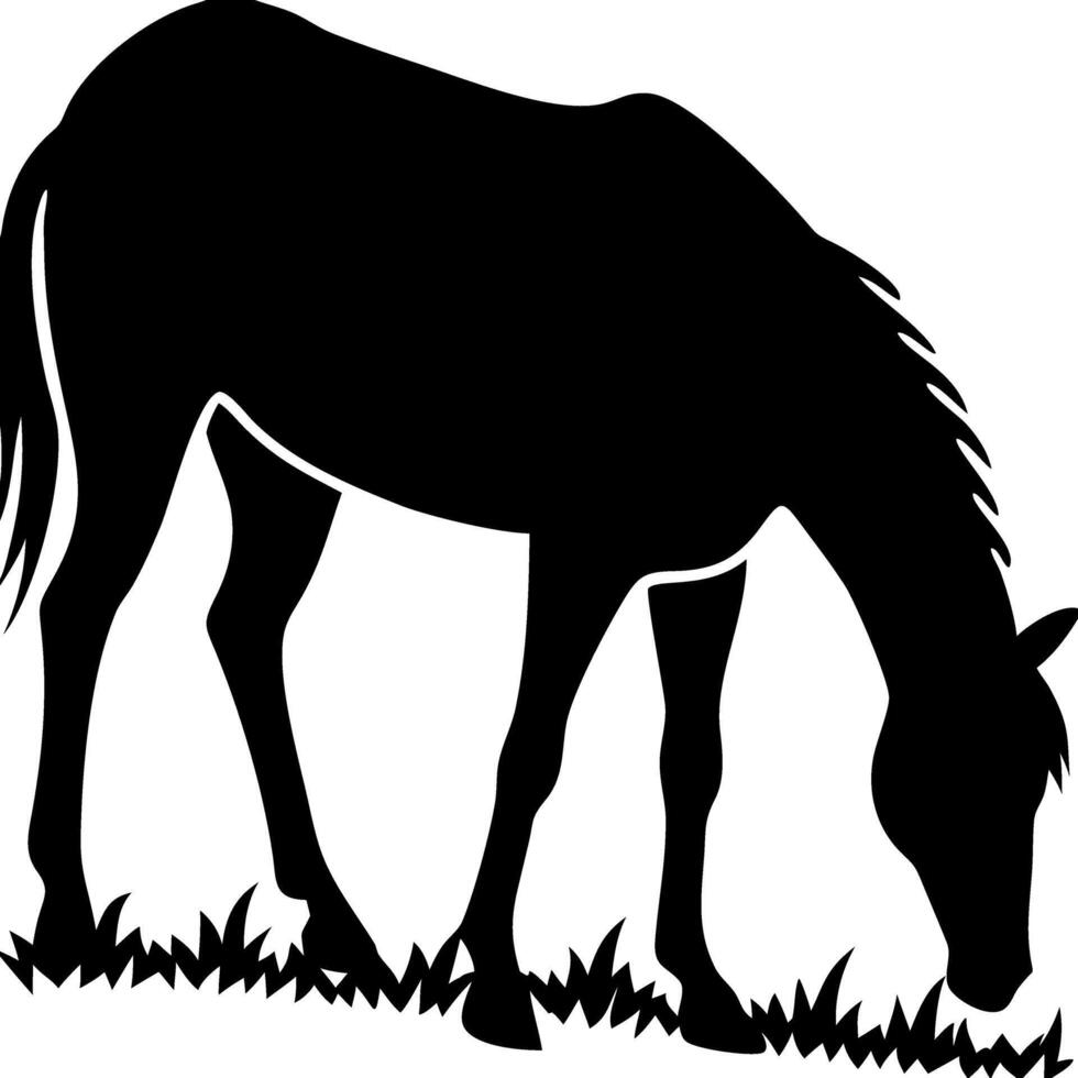 Silhouette of Grazing Horse for Artistic Design and Tattoo Applications vector