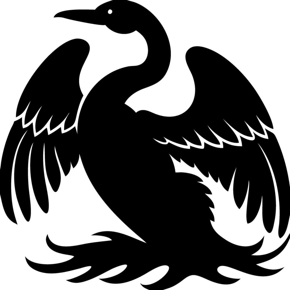 Silhouette of Majestic Bird with Outstretched Wings for Design and Decoration vector