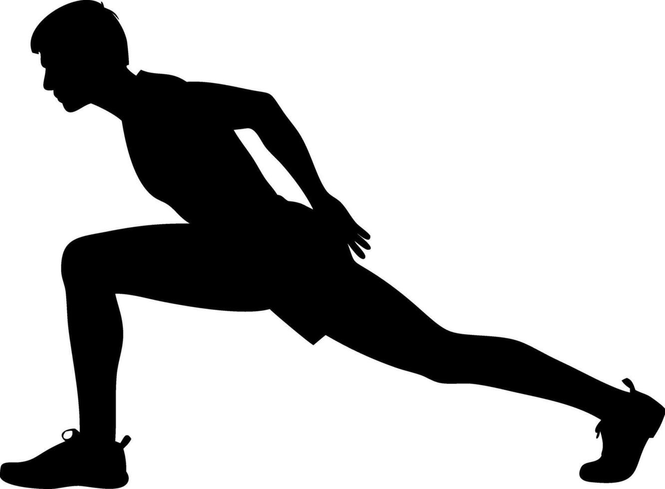 Silhouette of Man in Lunge Stretch Pose for Fitness and Exercise Illustrations vector