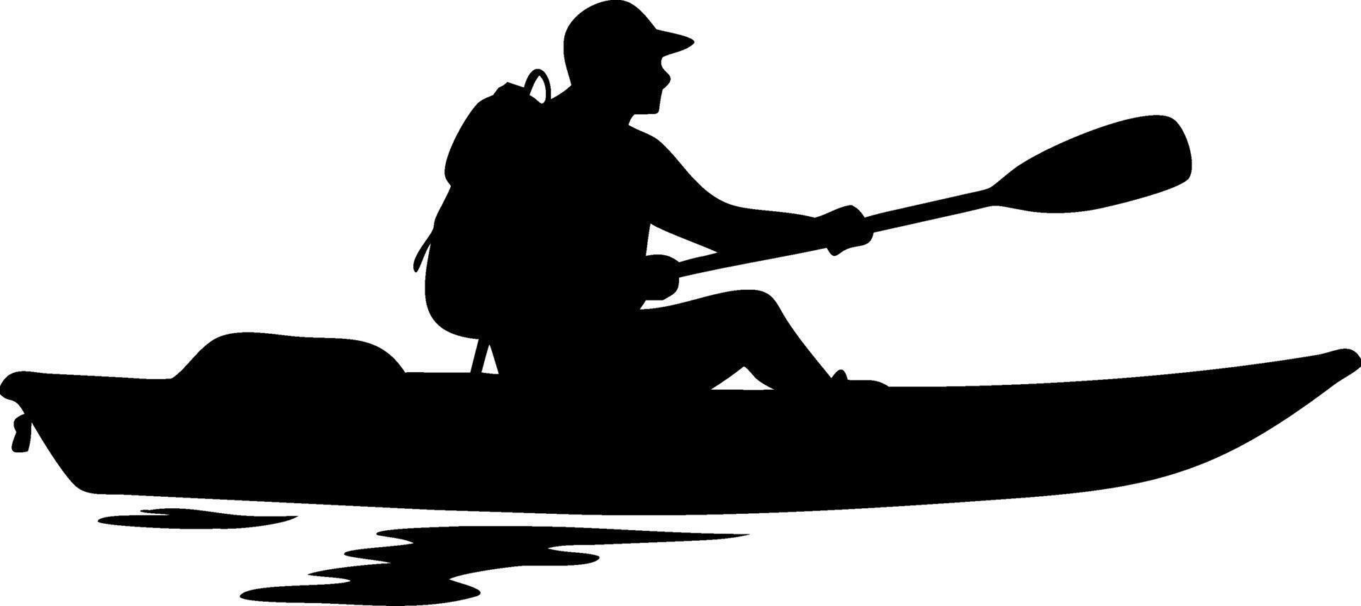 Silhouette of Man Kayaking on Calm Water Outdoor Adventure vector