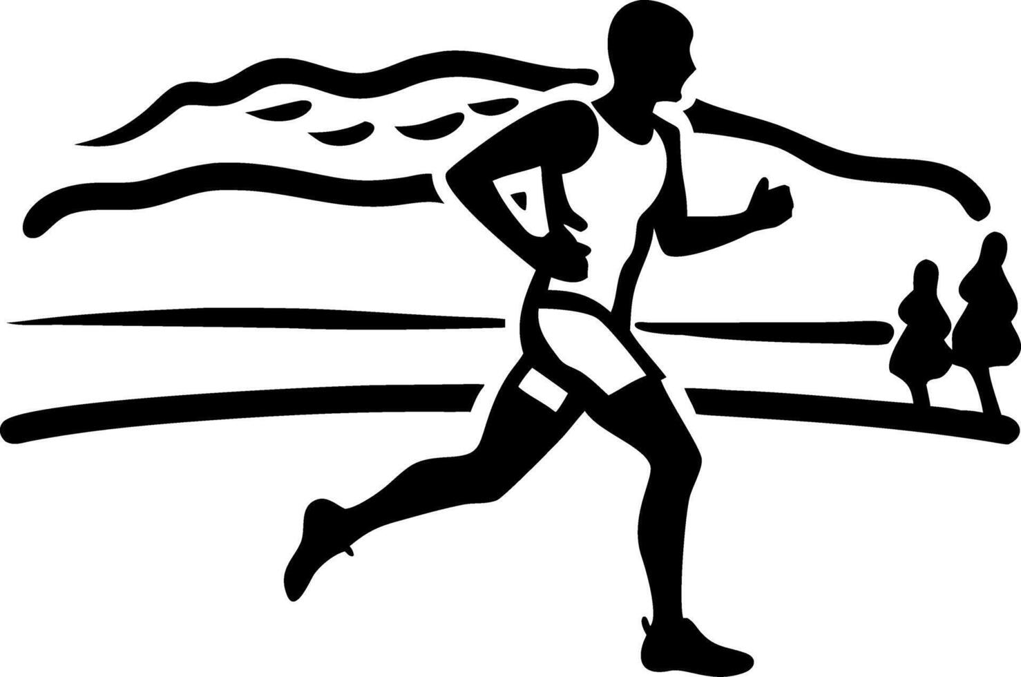 Silhouette of Marathon Runner Jogging on Scenic Park Trail Illustration vector