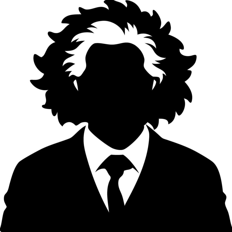 Silhouette of Man with Wild Hair in Suit Ideal for or Logo Design vector