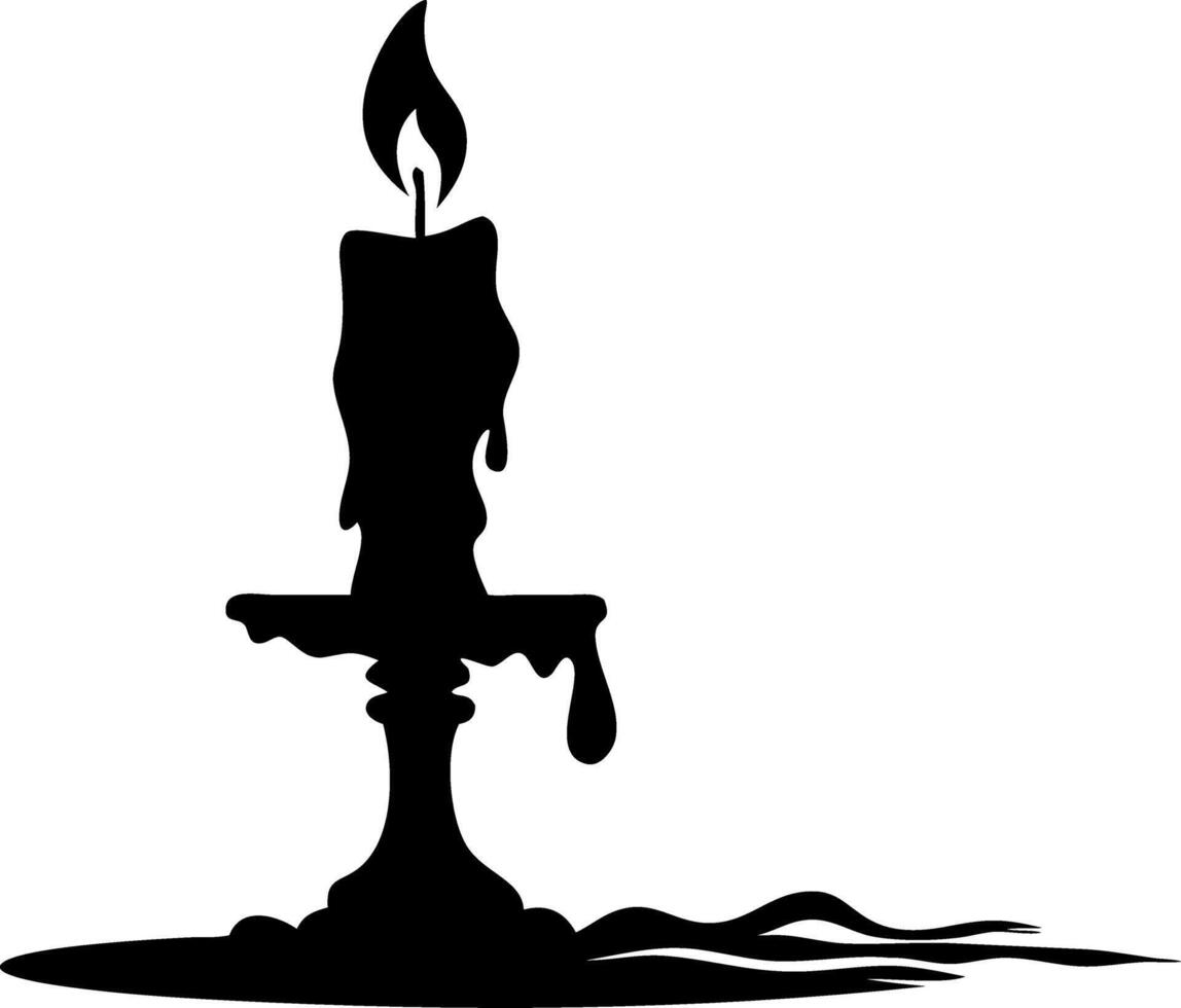 Silhouette of Melting Candle with Flame for Vintage Design and Tattoo Inspiration vector