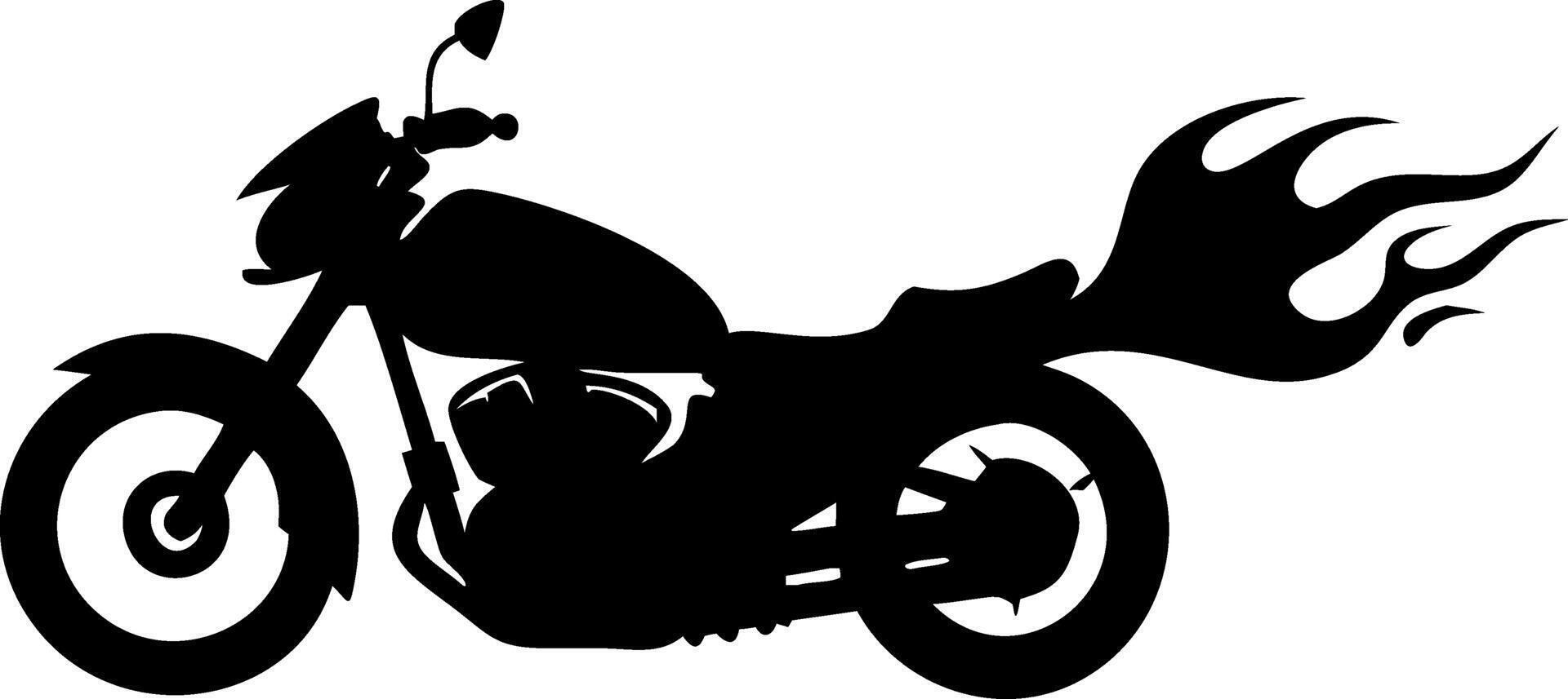 Silhouette of Motorcycle with Flaming Design Perfect for Tattoos or Graphic Art vector