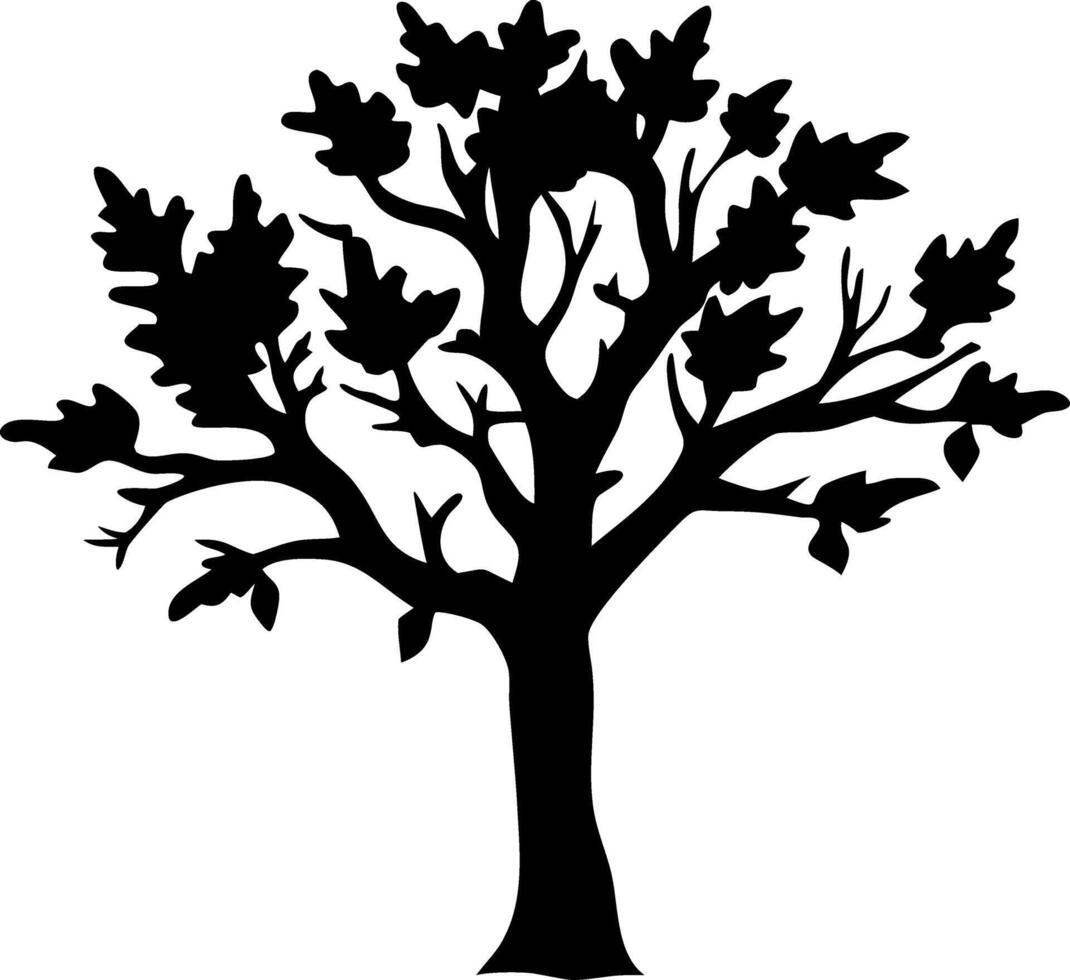 Silhouette of Oak Tree Illustration for Nature Projects and Designs vector