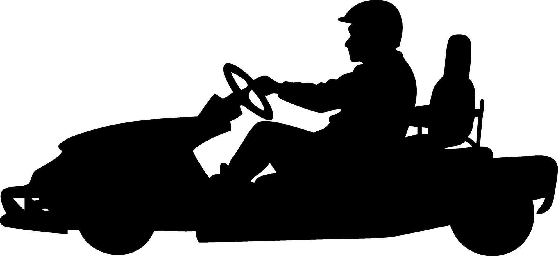 Silhouette of Person Driving Go-Kart for Racing and Recreational Design Use vector