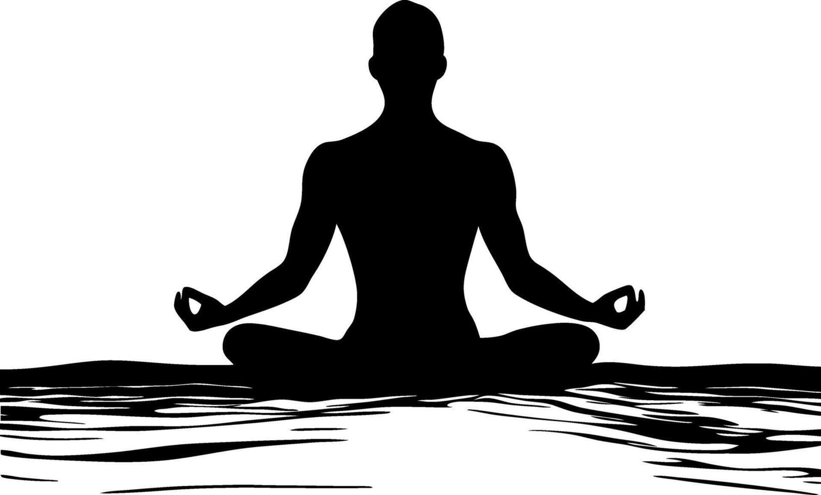 Silhouette of Person Meditating in Lotus Pose Tranquility Mindfulness Illustration vector