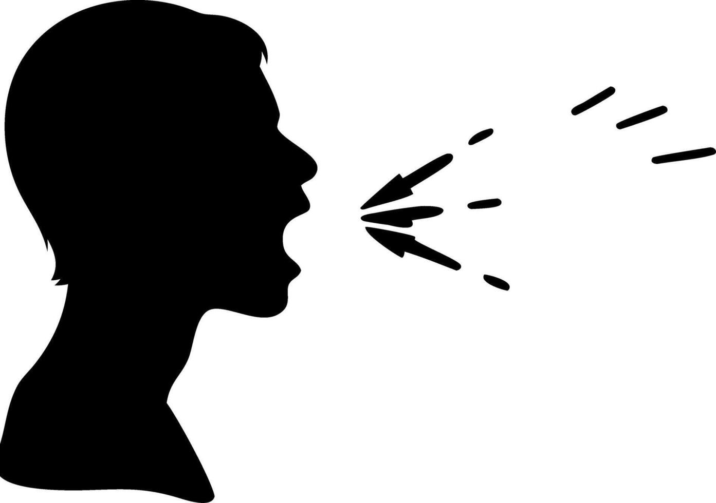 Silhouette of Person Speaking with Sound Waves Communication Concept vector