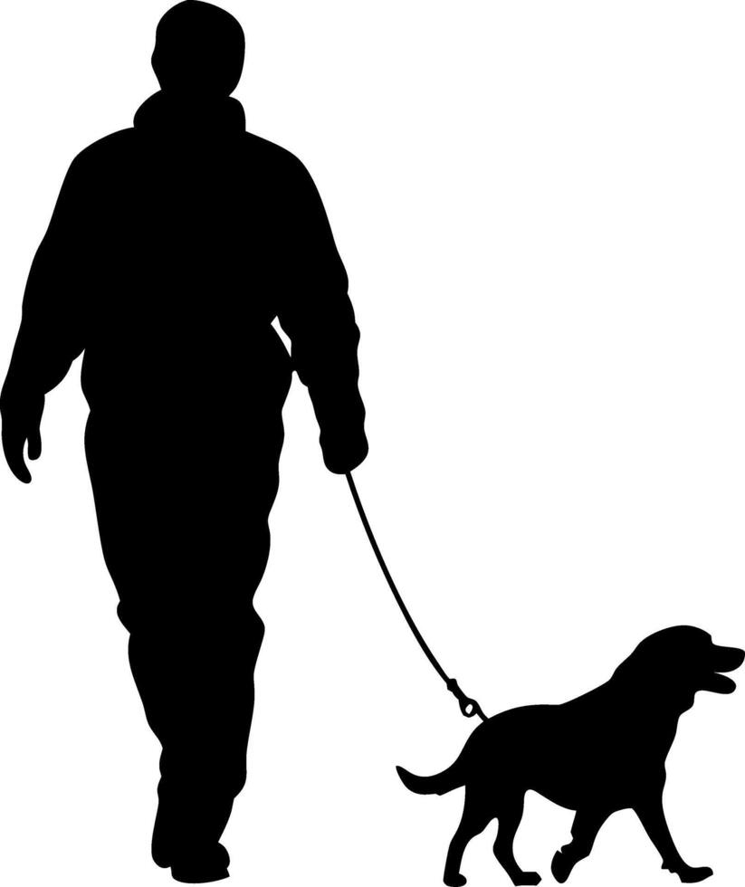 Silhouette of Person Walking Dog Leash Illustration for Pet Care Posters vector