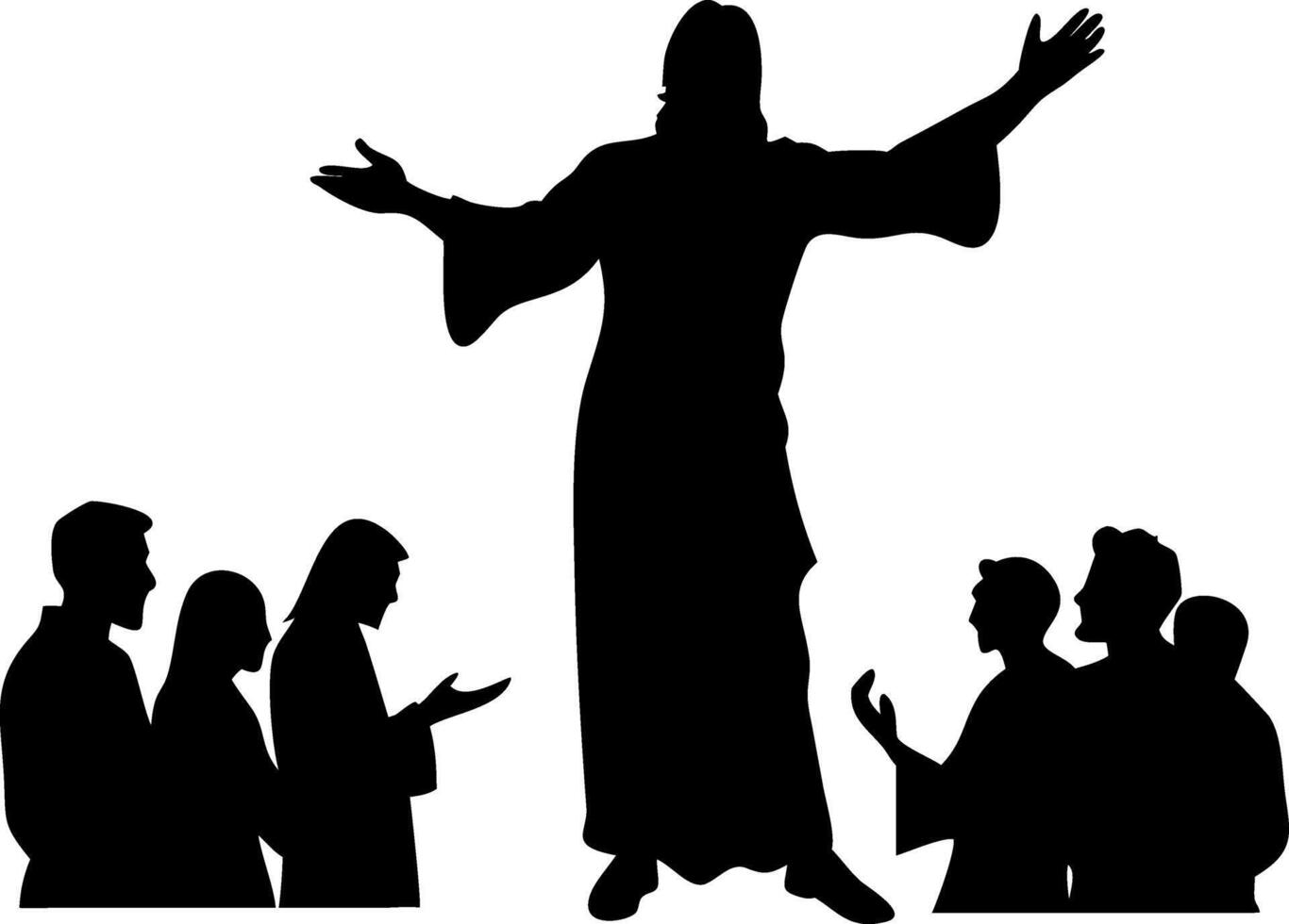 Silhouette of Preacher Addressing a Group Illustrating Leadership and Guidance vector