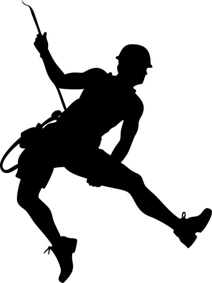 Silhouette of Rock Climber on Rope Adventure Sport Illustration vector