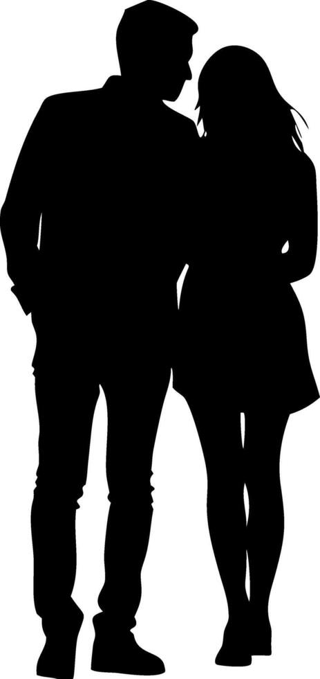 Silhouette of Romantic Couple Walking Together for Valentine's Day Graphic Design vector