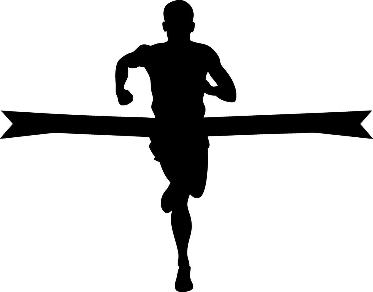 Silhouette of Runner Crossing Finish Line for Sports and Fitness Designs vector