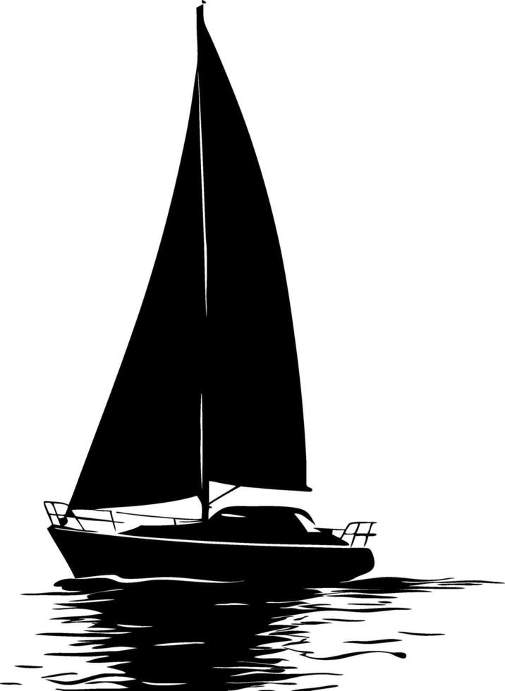 Silhouette of Sailing Boat on Calm Water Illustration for Nautical Designs vector