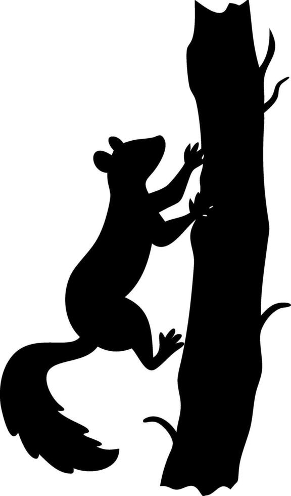 Silhouette of Squirrel Climbing Tree for Nature Design and Craft Projects vector