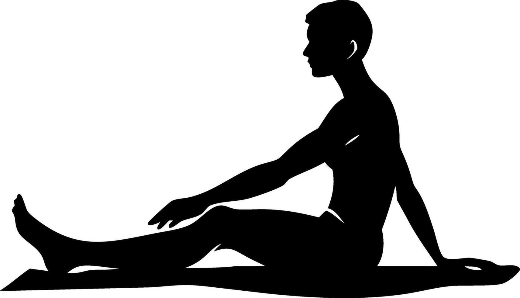 Silhouette of Seated Man Stretching Relaxation Pose Yoga Illustration vector