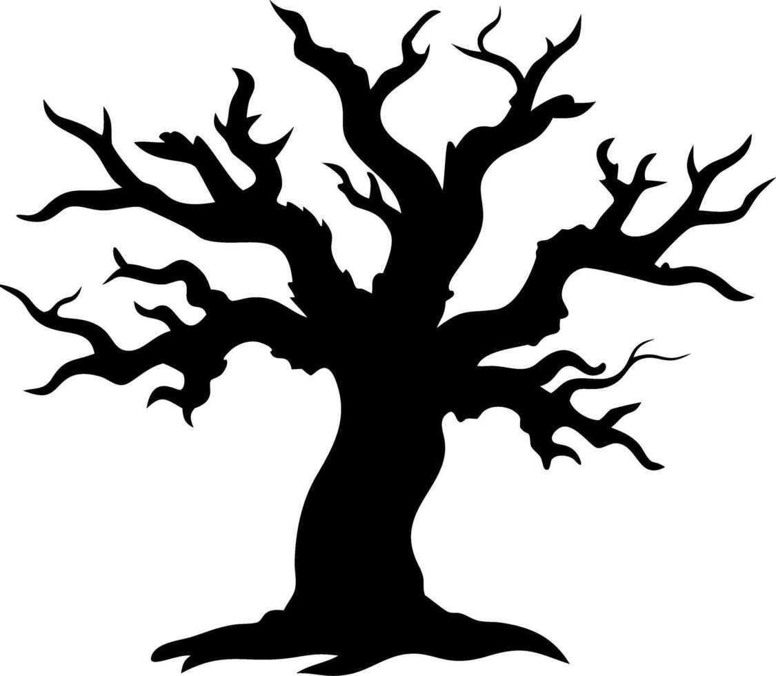 Silhouette of Spooky Bare Tree for Halloween Designs and Crafts vector