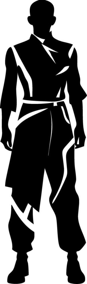 Silhouette of Stylish Male Figure in Futuristic Fashion Attire Ideal for Design Projects vector