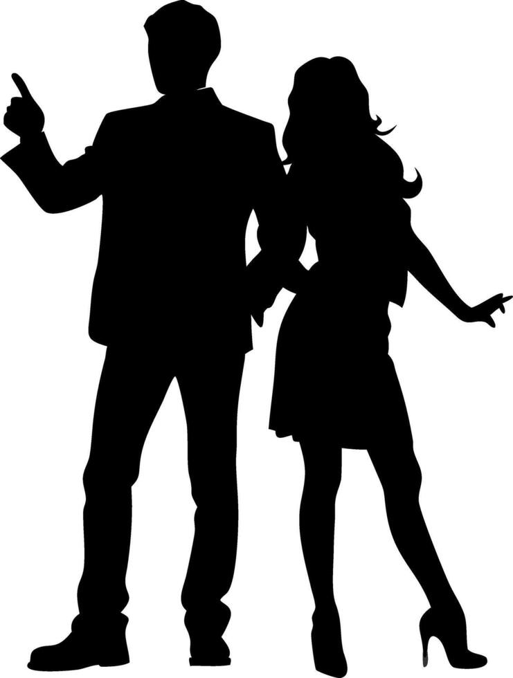 Silhouette of Stylish Man and Woman Standing Confidently in Art vector
