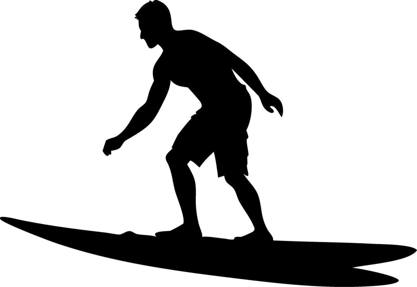 Silhouette of Surfer Riding Ocean Wave for Adventure Sports Design and Posters vector