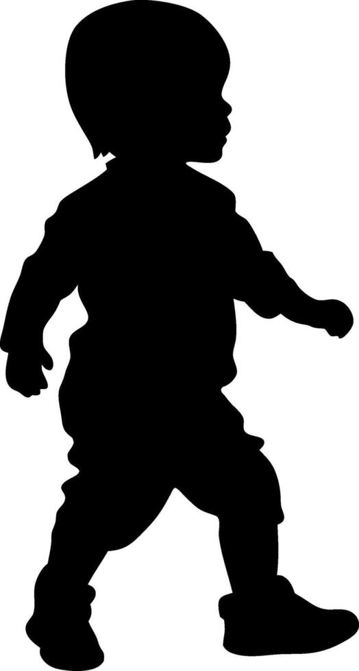 Silhouette of Walking Toddler Boy for Art and Design Use vector