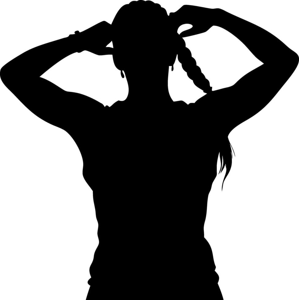 Silhouette of Woman Braiding Hair Illustration for Design Projects vector